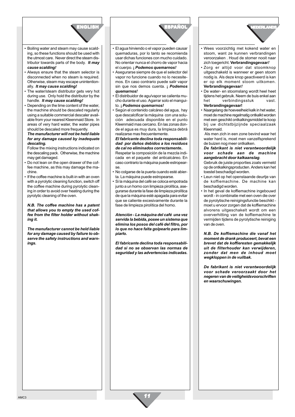 Kleenmaid CM01X User Manual | Page 11 / 36