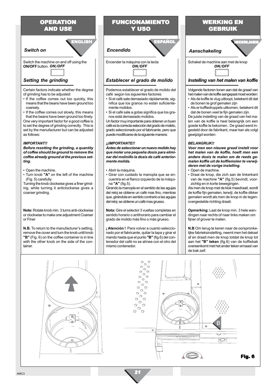 Opera, Funcion, Werking en | Kleenmaid CM01X User Manual | Page 21 / 36