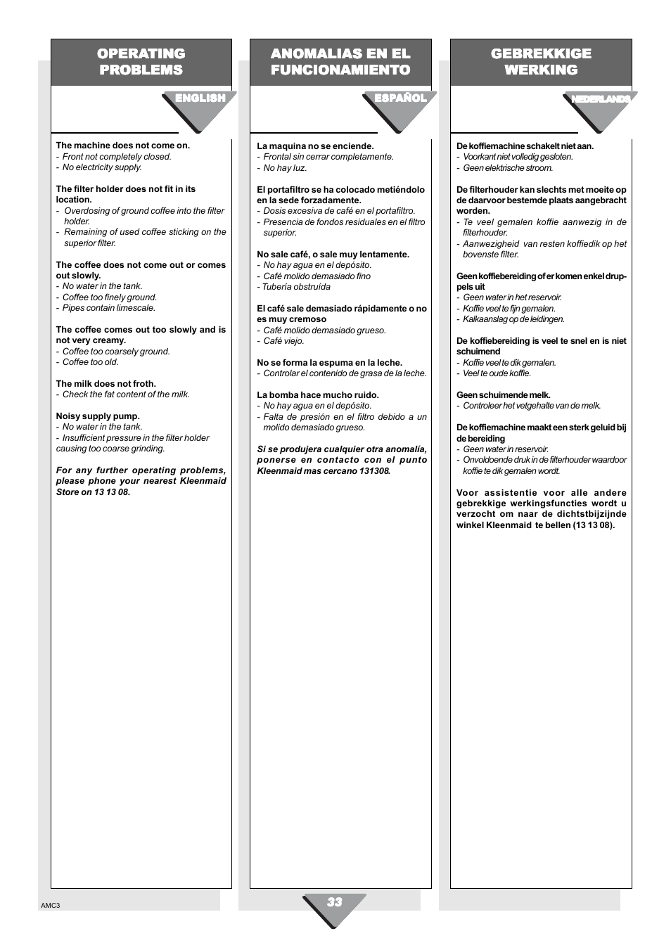 Kleenmaid CM01X User Manual | Page 33 / 36