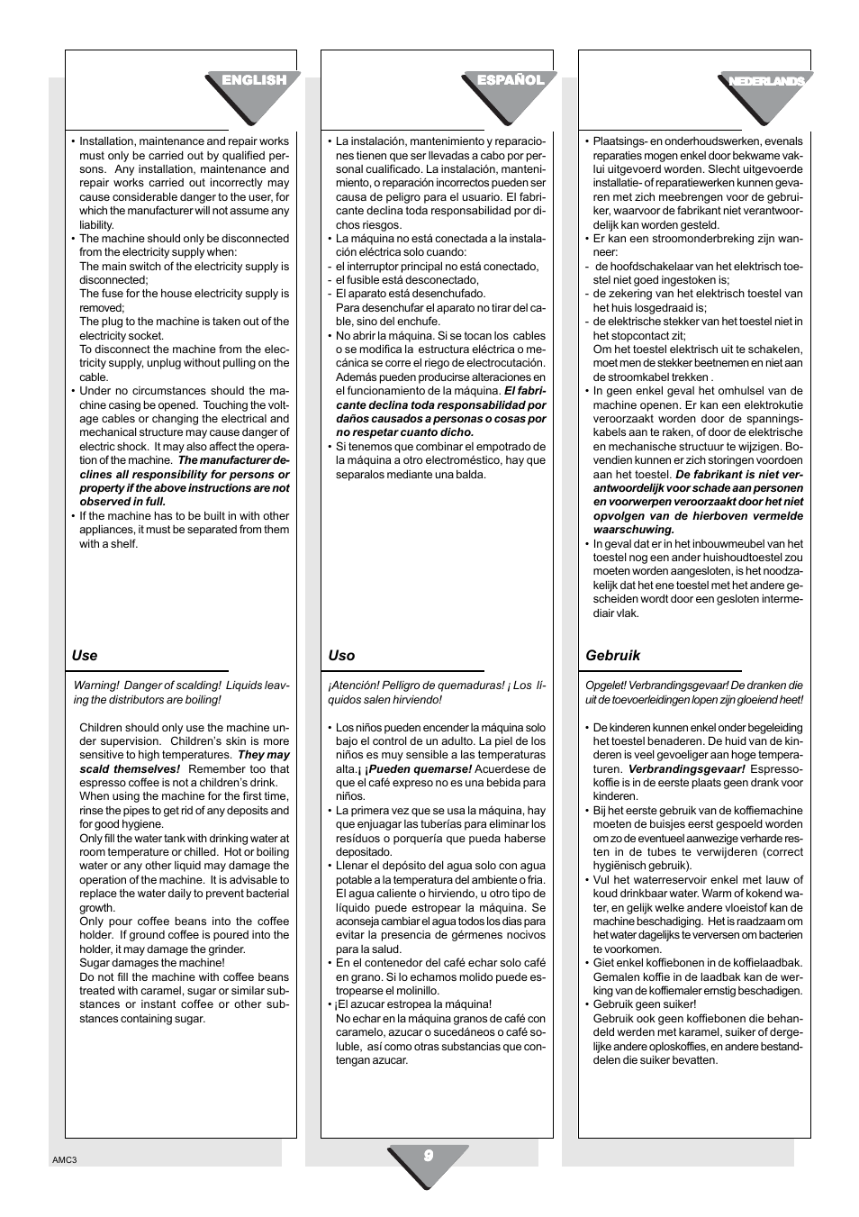 Gebruik | Kleenmaid CM01X User Manual | Page 9 / 36