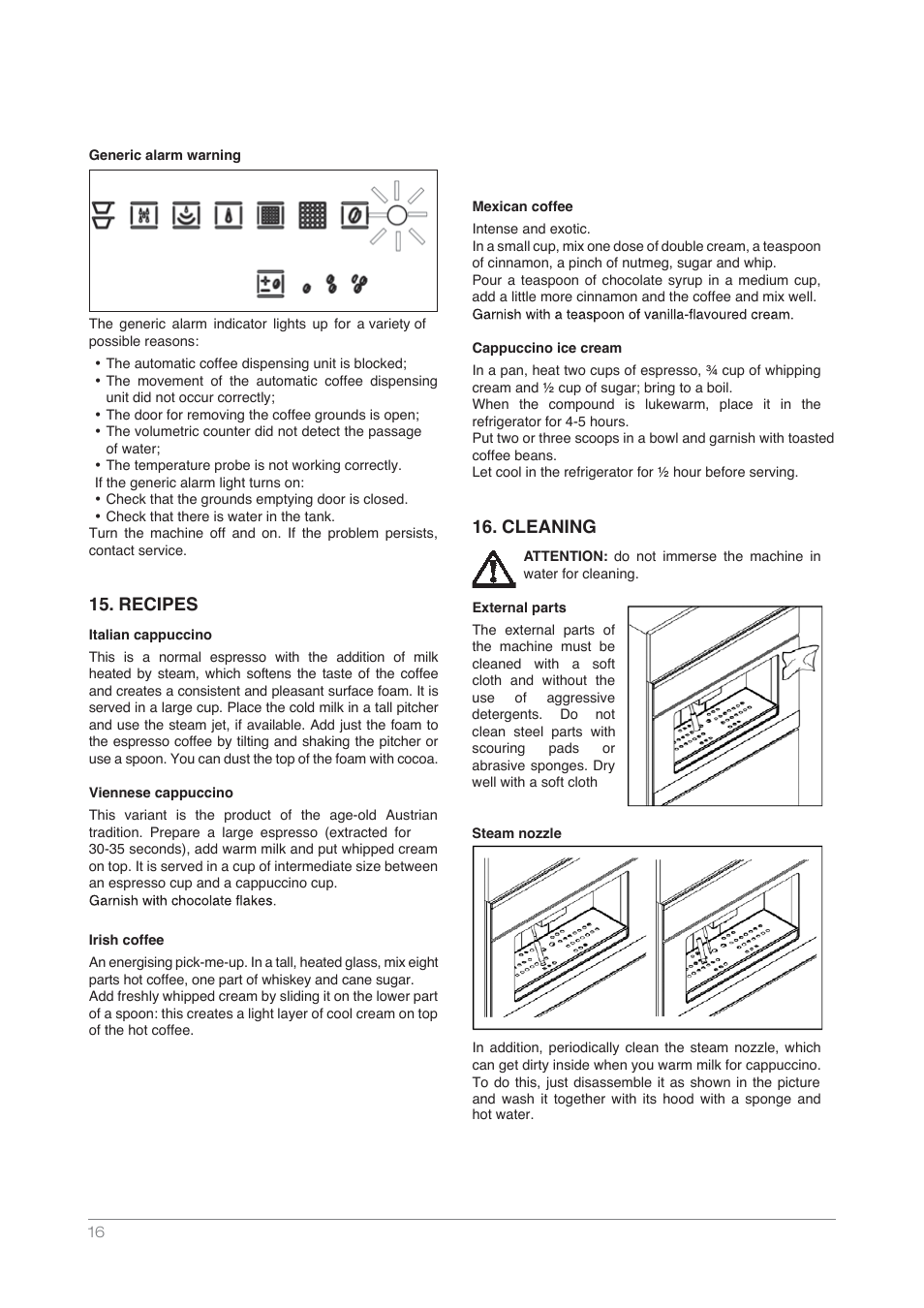 Recipes, Cleaning | Kleenmaid CM4510 User Manual | Page 16 / 20