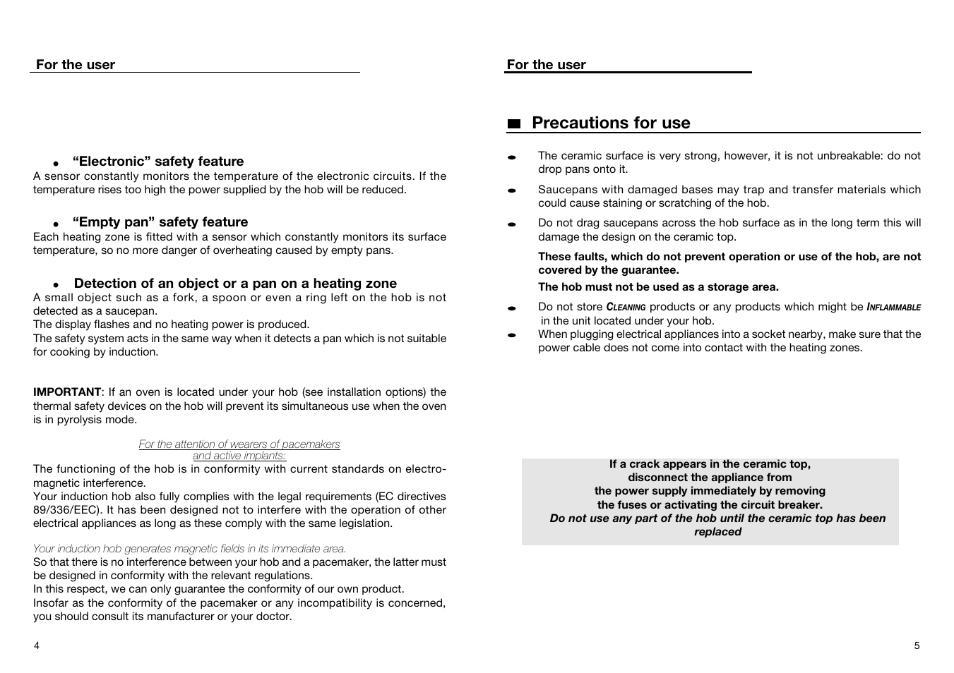 Useful advice, Safety, Precautions for use | Kleenmaid IB31D User Manual | Page 5 / 11