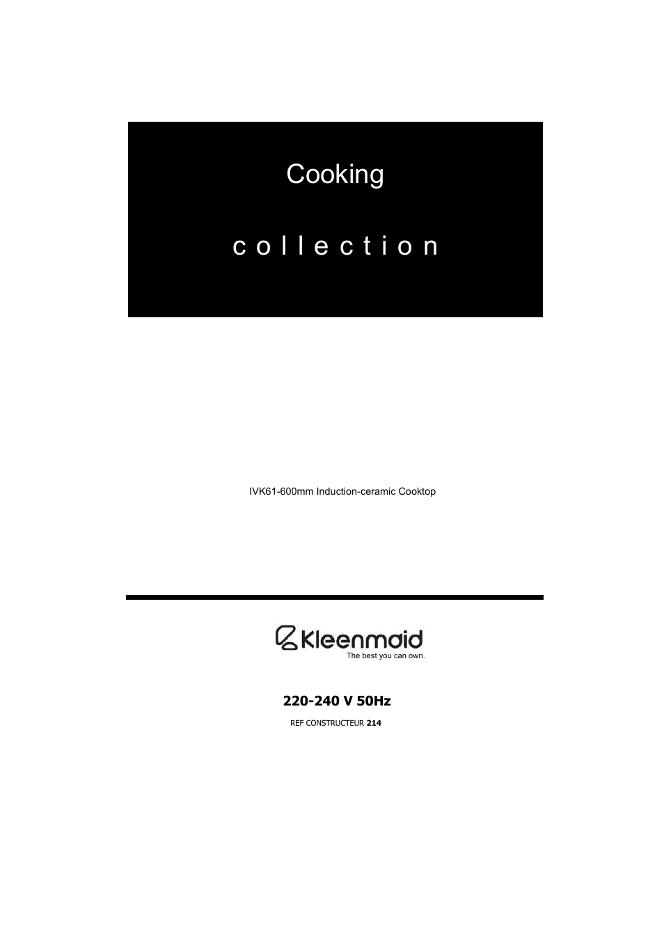Kleenmaid IVK61 User Manual | 17 pages