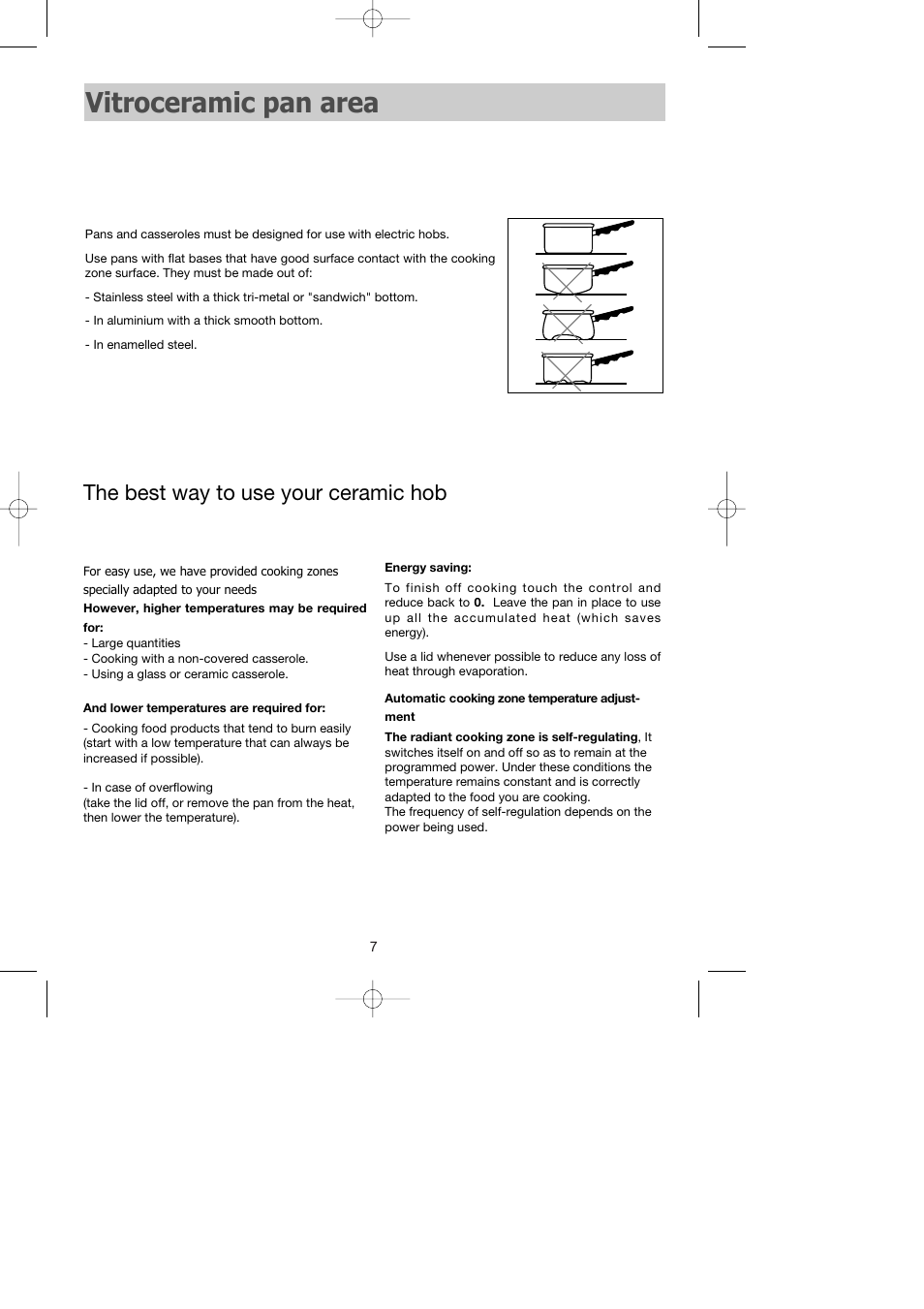 Vitroceramic pan area, The best way to use your ceramic hob | Kleenmaid IVK60 User Manual | Page 8 / 18