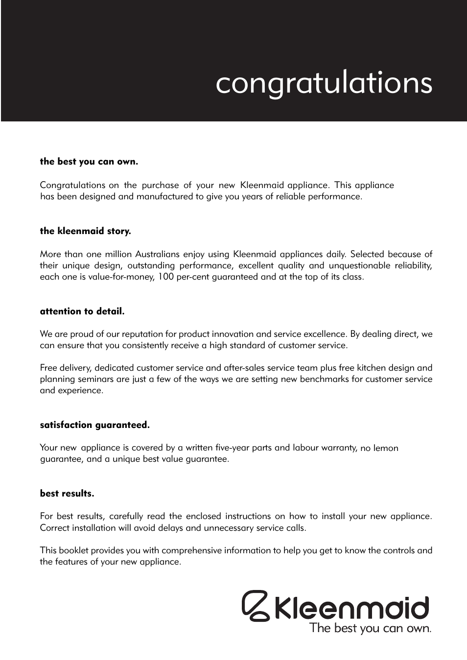 Kleenmaid CH611X User Manual | Page 2 / 18