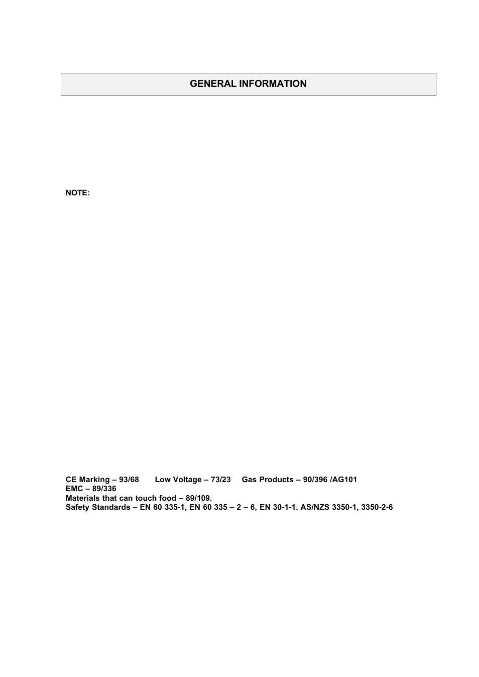 General information | Kleenmaid CH311XFF User Manual | Page 4 / 18