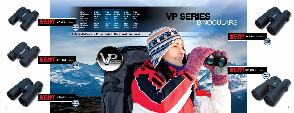 Vp series, Binoculars, 5vp-042 | Vp-250, Vp-832, Vp-842 | Carson Optical XM-HD Series User Manual | Page 3 / 12