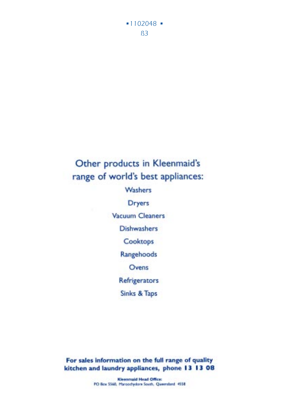 Kleenmaid CH300CW User Manual | Page 16 / 16
