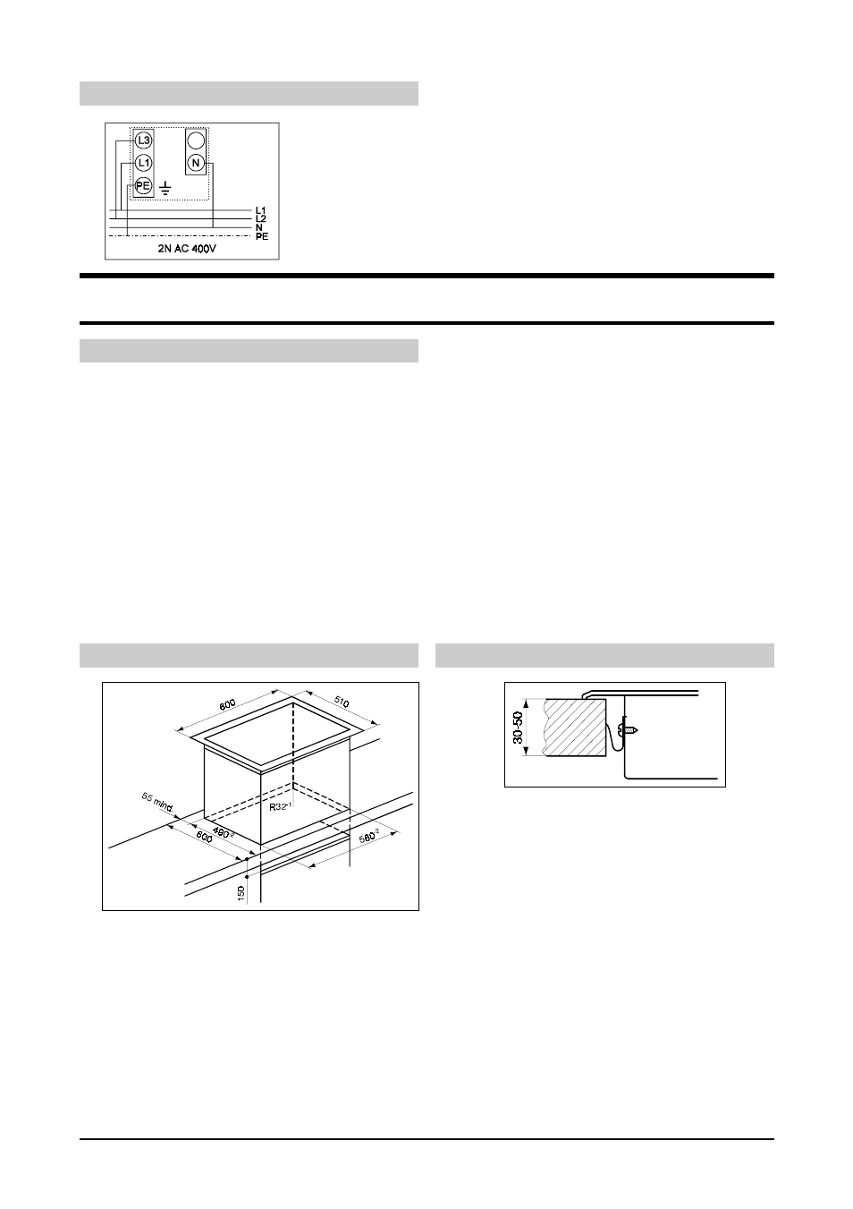 Mounting the built-in cooktop, Installation diagram, Caution | Kleenmaid CH605CE User Manual | Page 5 / 17