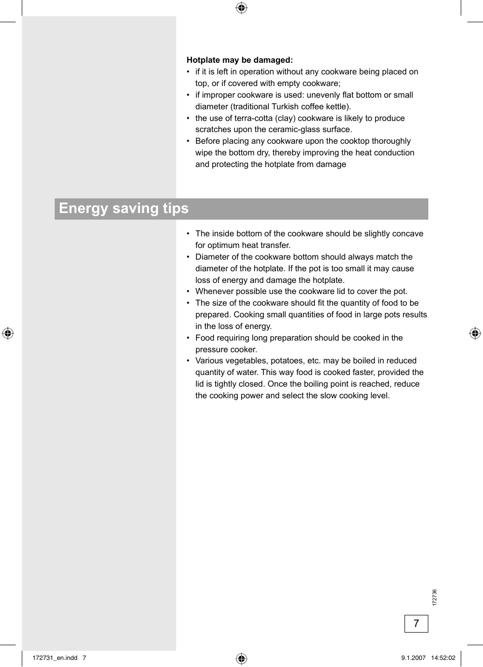 Energy saving tips | Kleenmaid CH805CE-1 User Manual | Page 7 / 24