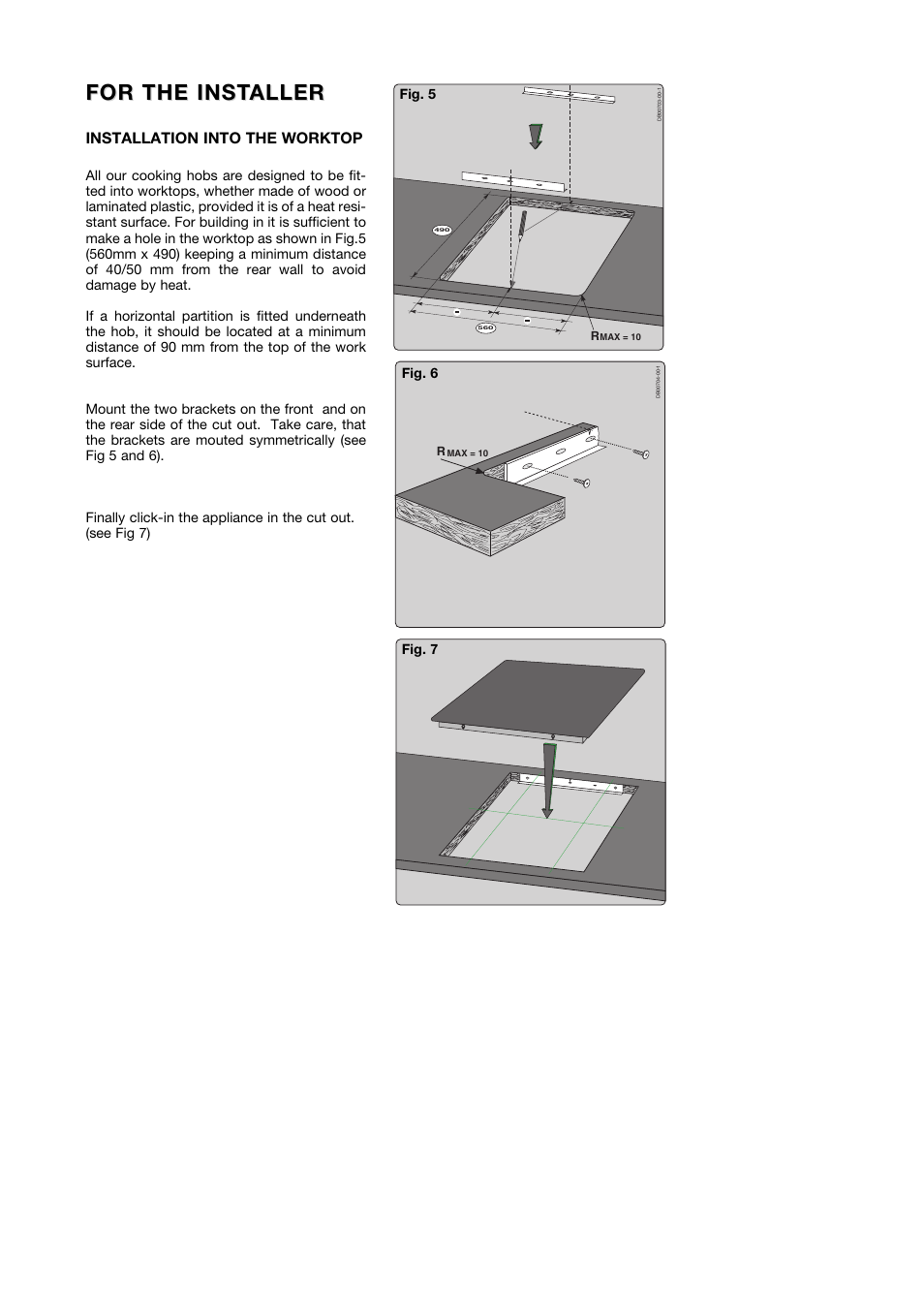 For the inst, For the inst aller aller | Kleenmaid CH600CM User Manual | Page 6 / 10