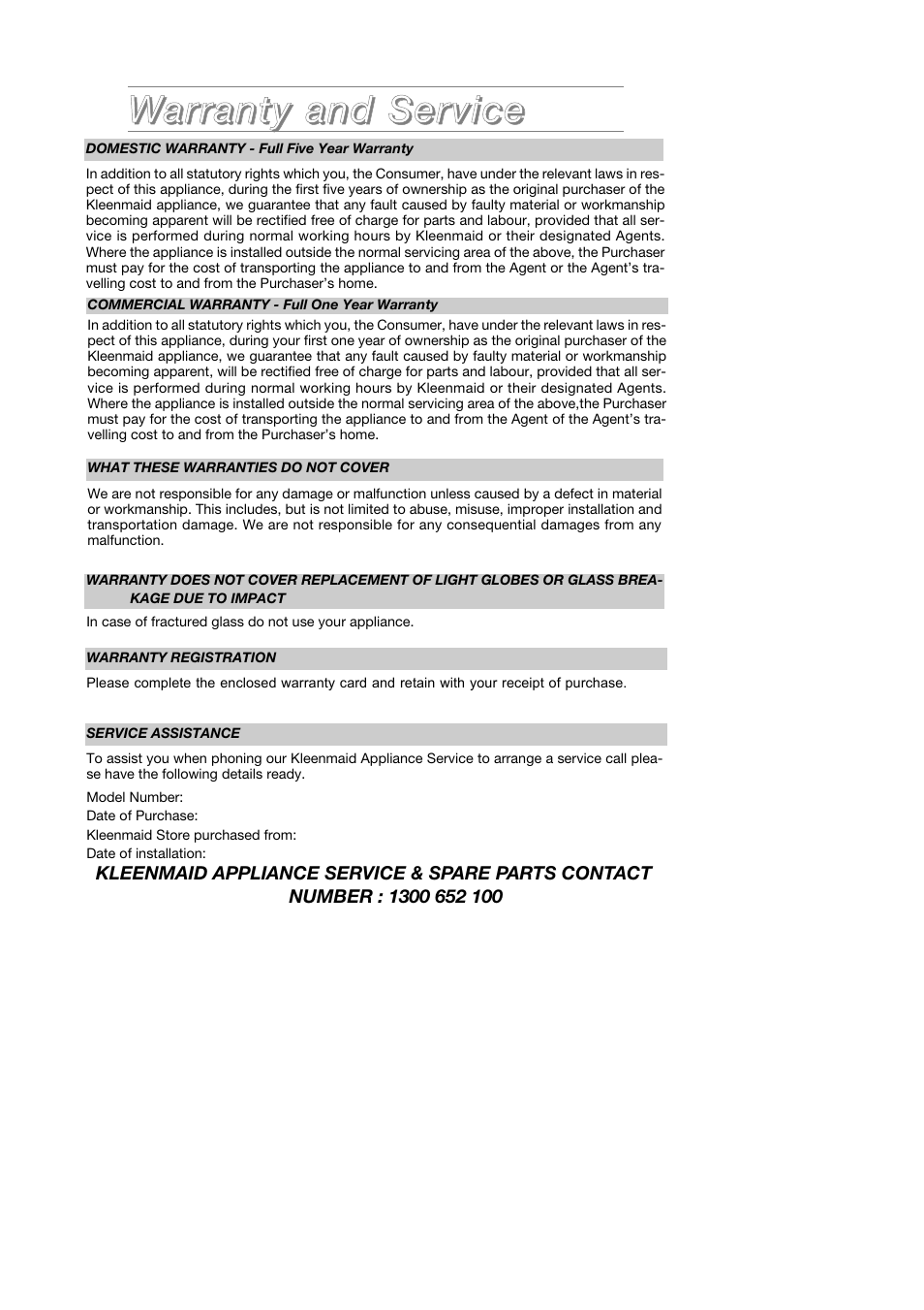 Kleenmaid CH600CM User Manual | Page 8 / 10
