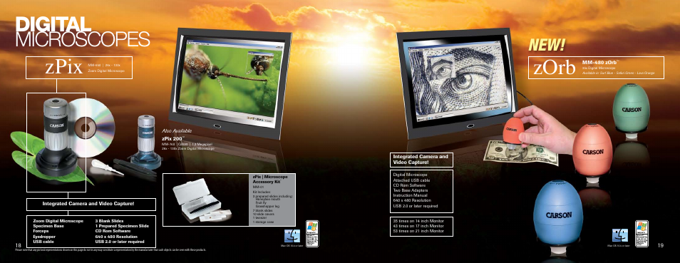 Zpix, Zorb, Digital microscopes | Carson Optical YK Series User Manual | Page 10 / 22