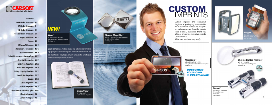 Custom, Imprints | Carson Optical YK Series User Manual | Page 2 / 22