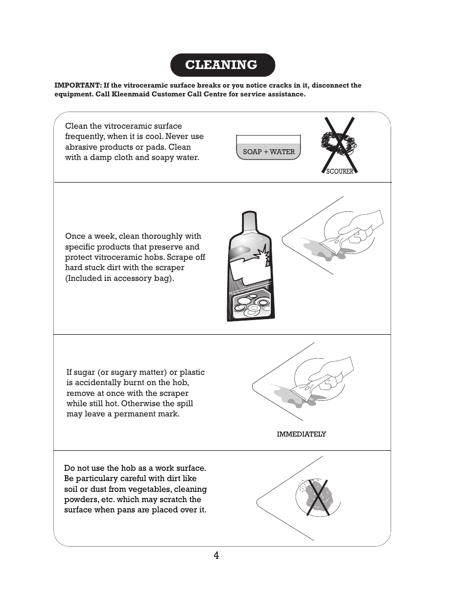 Cleaning | Kleenmaid CH16 User Manual | Page 6 / 11