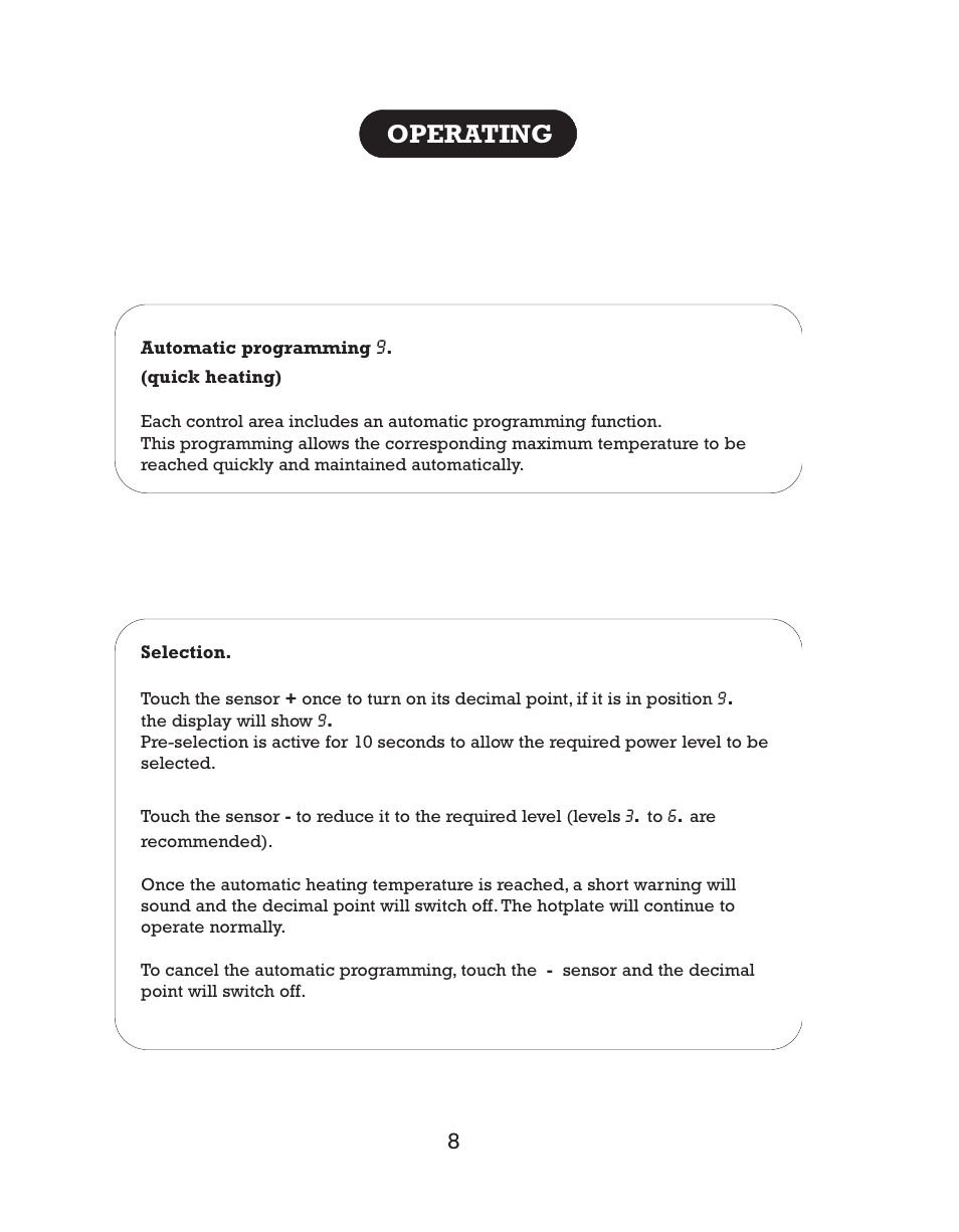 Operating | Kleenmaid CH17 User Manual | Page 10 / 20