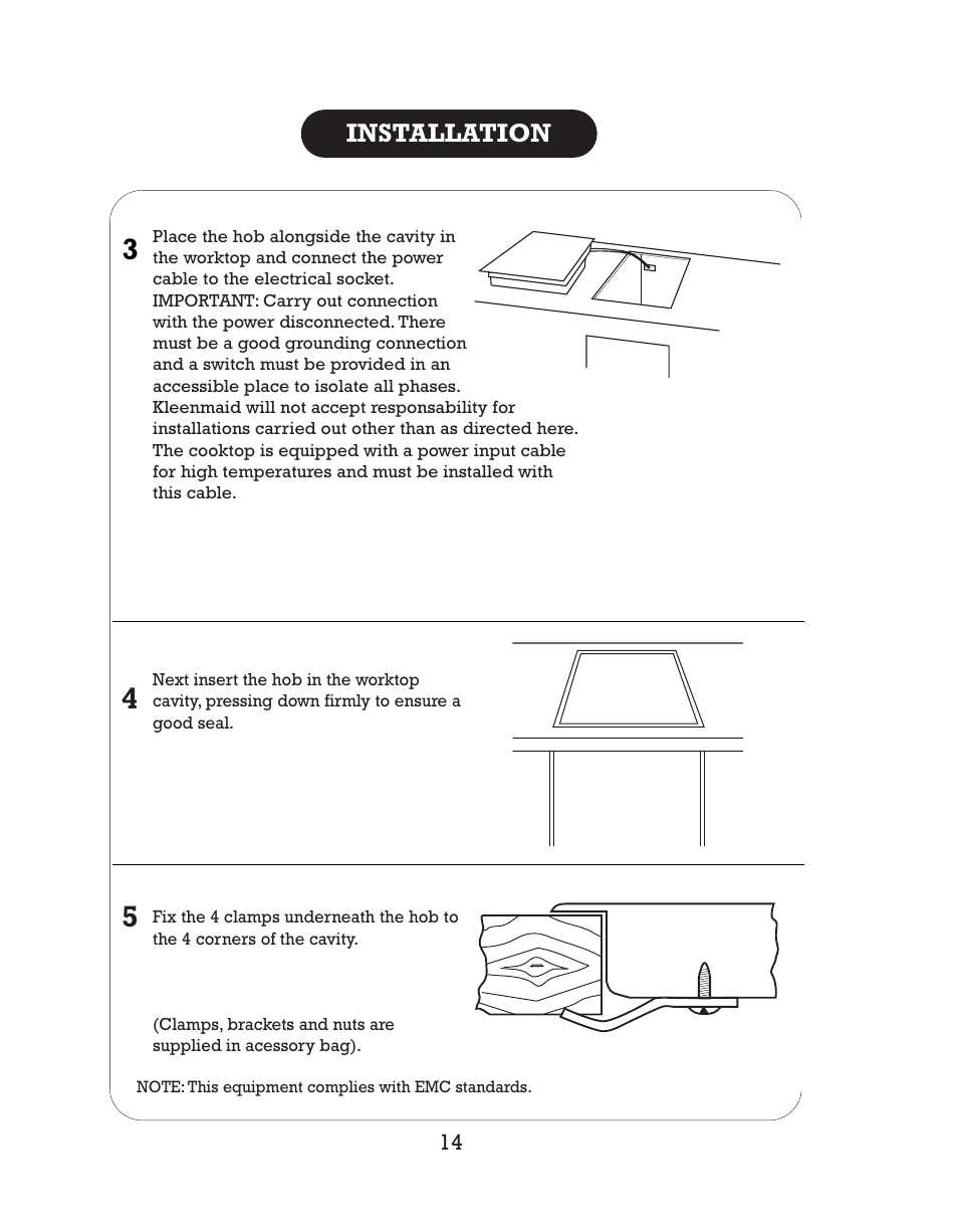 Installation | Kleenmaid CH17 User Manual | Page 16 / 20