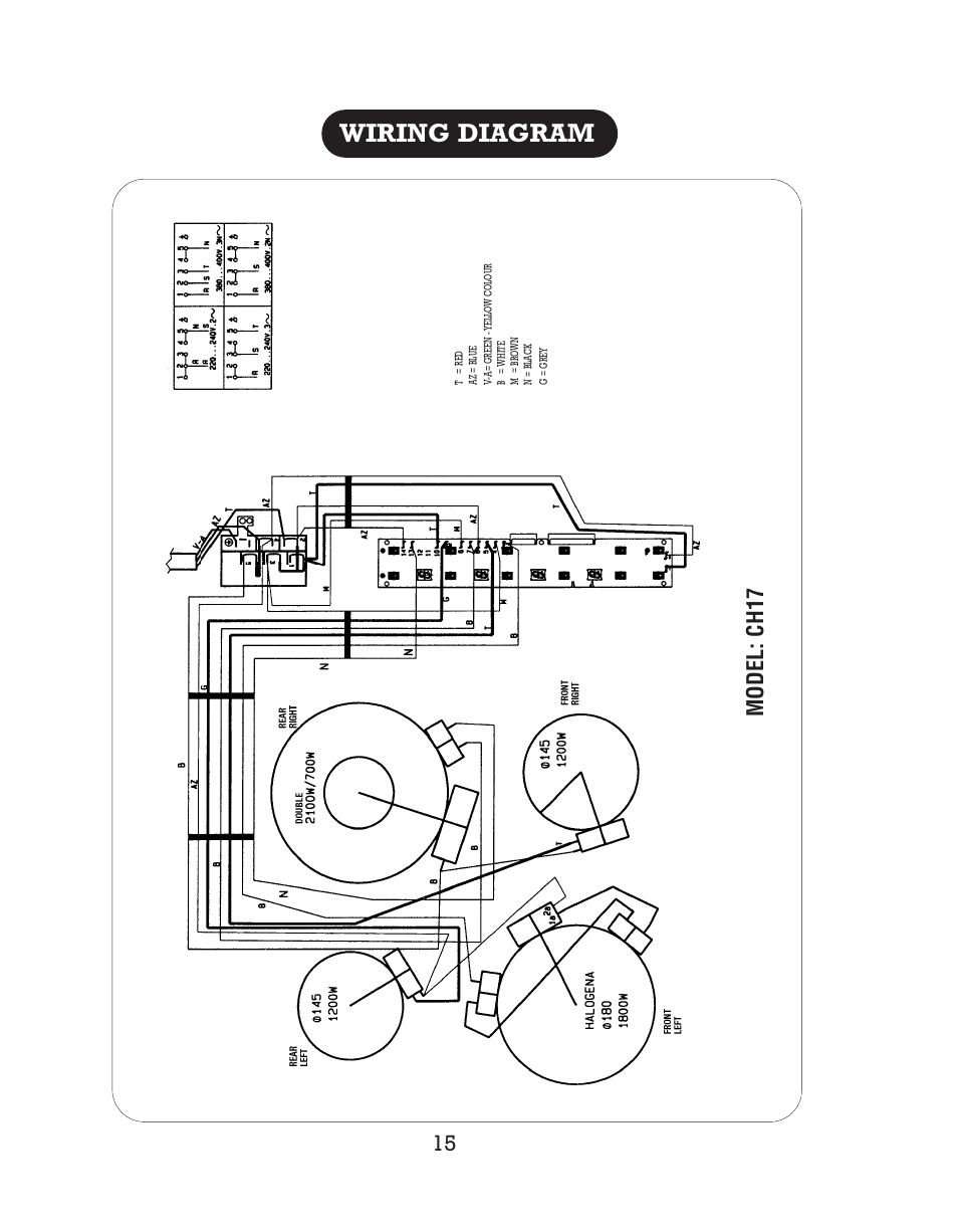 Wiring diagram, Model: ch17 | Kleenmaid CH17 User Manual | Page 17 / 20