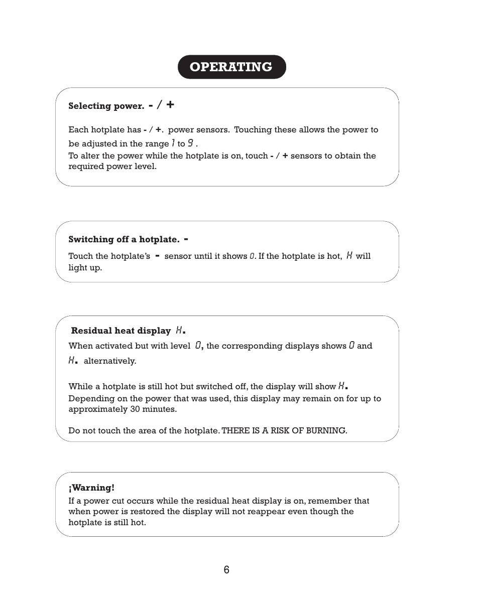 Operating | Kleenmaid CH17 User Manual | Page 8 / 20