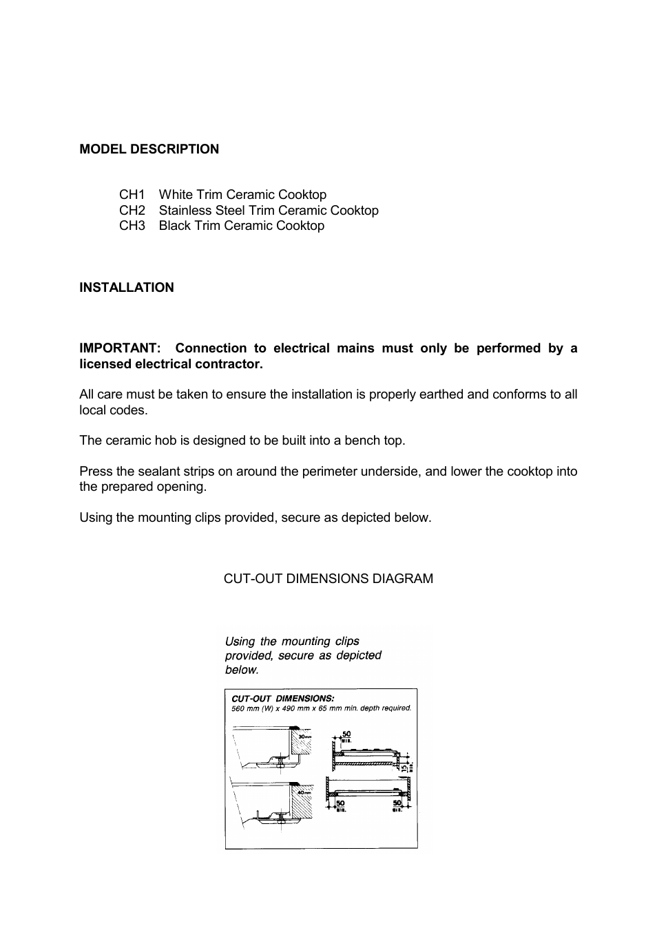 Kleenmaid CH1 User Manual | Page 3 / 8