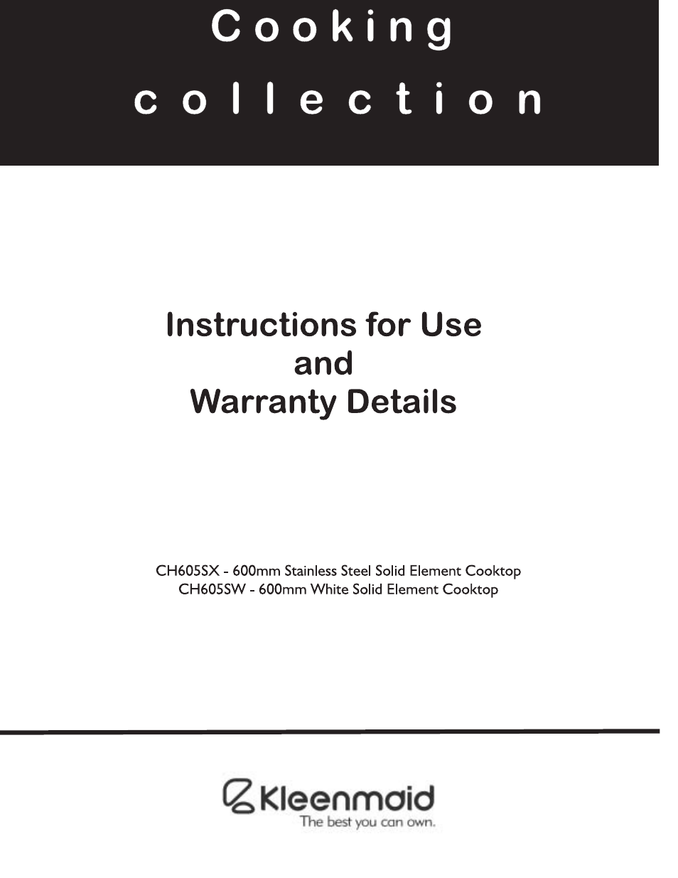 Kleenmaid CH605SX User Manual | 10 pages