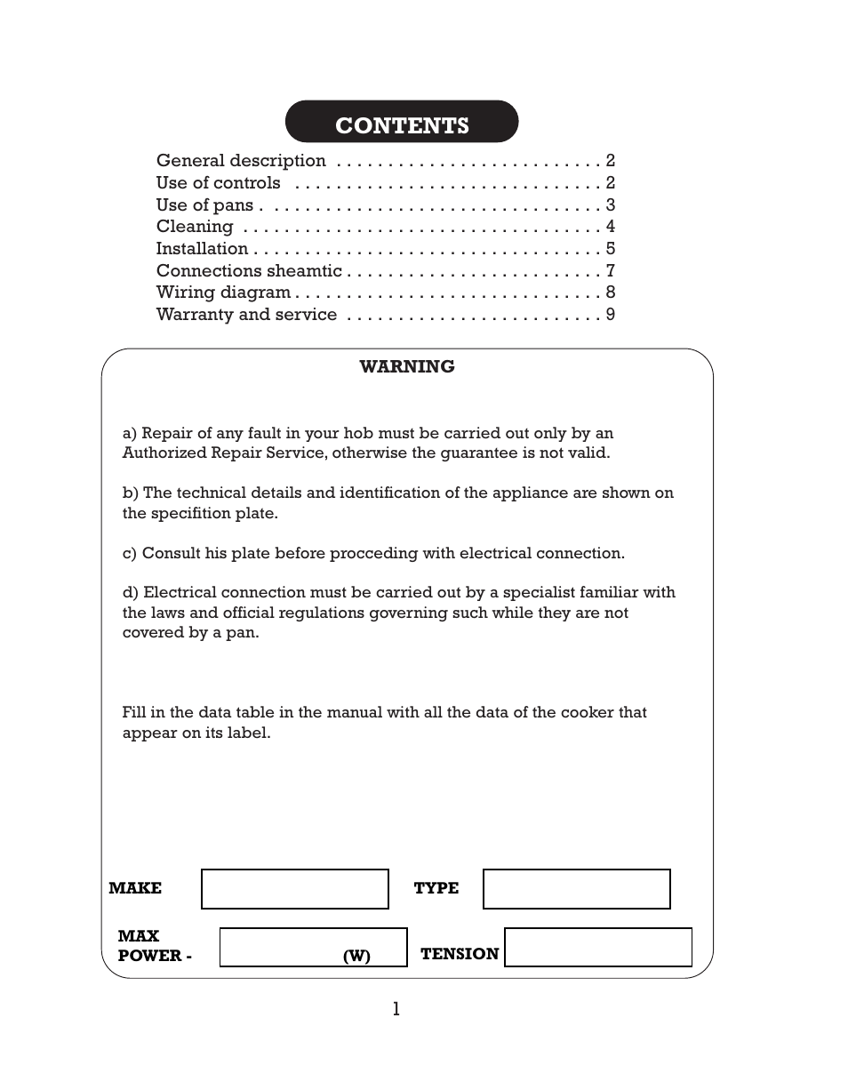 Kleenmaid CH40S User Manual | Page 3 / 12