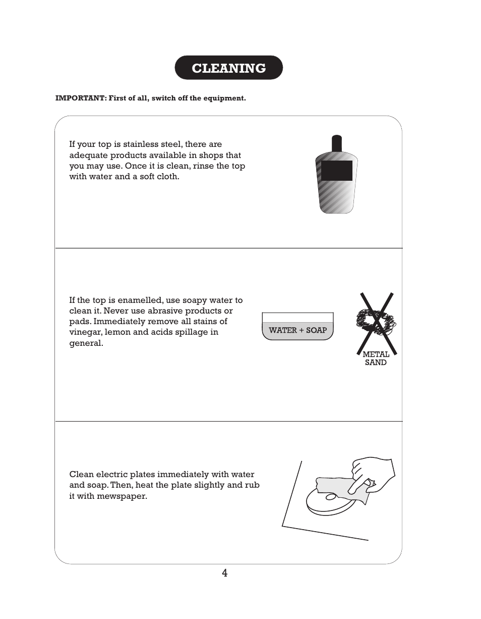 Cleaning | Kleenmaid CH40S User Manual | Page 6 / 12