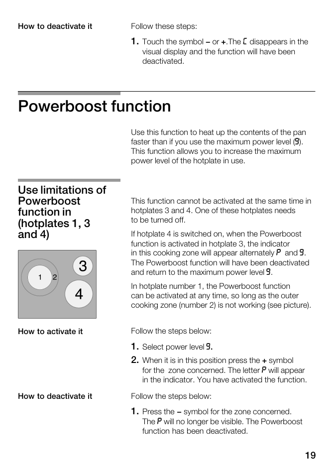 Powerboost function | Kleenmaid ICK68X User Manual | Page 19 / 32