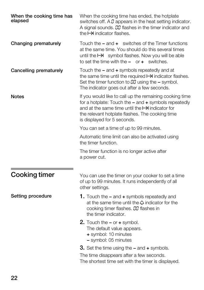 Cooking timer | Kleenmaid ICK68X User Manual | Page 22 / 32