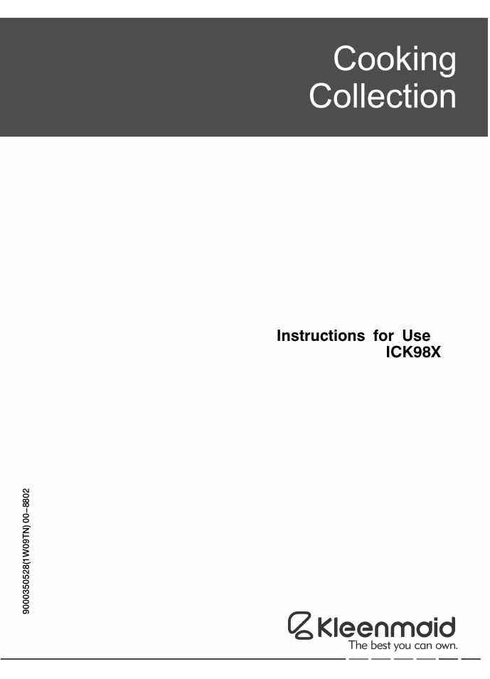 Kleenmaid ICK98X User Manual | 32 pages