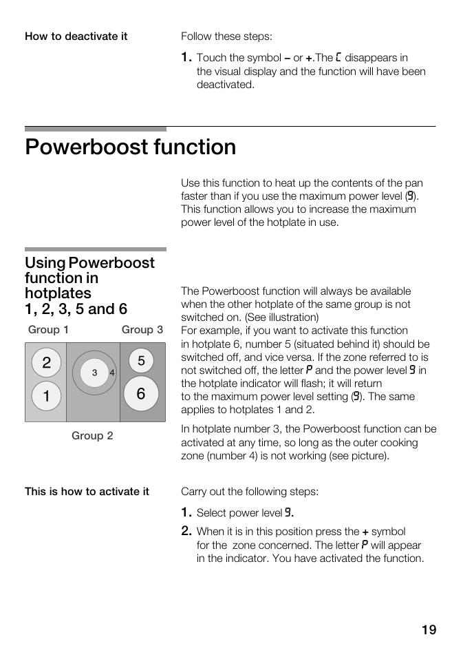 Powerboost function | Kleenmaid ICK98X User Manual | Page 19 / 32