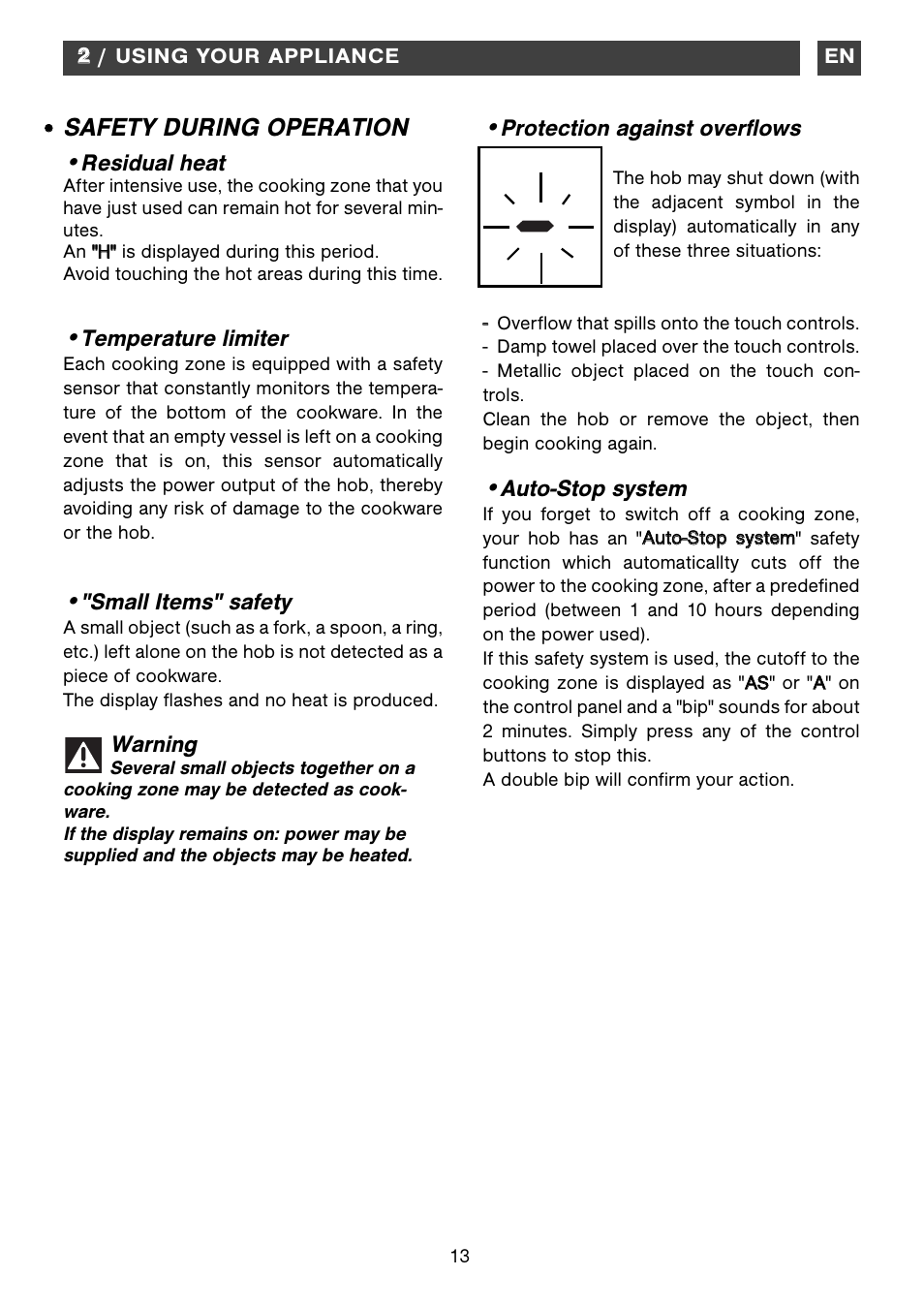 Safety during operation | Kleenmaid ICK63 User Manual | Page 13 / 16