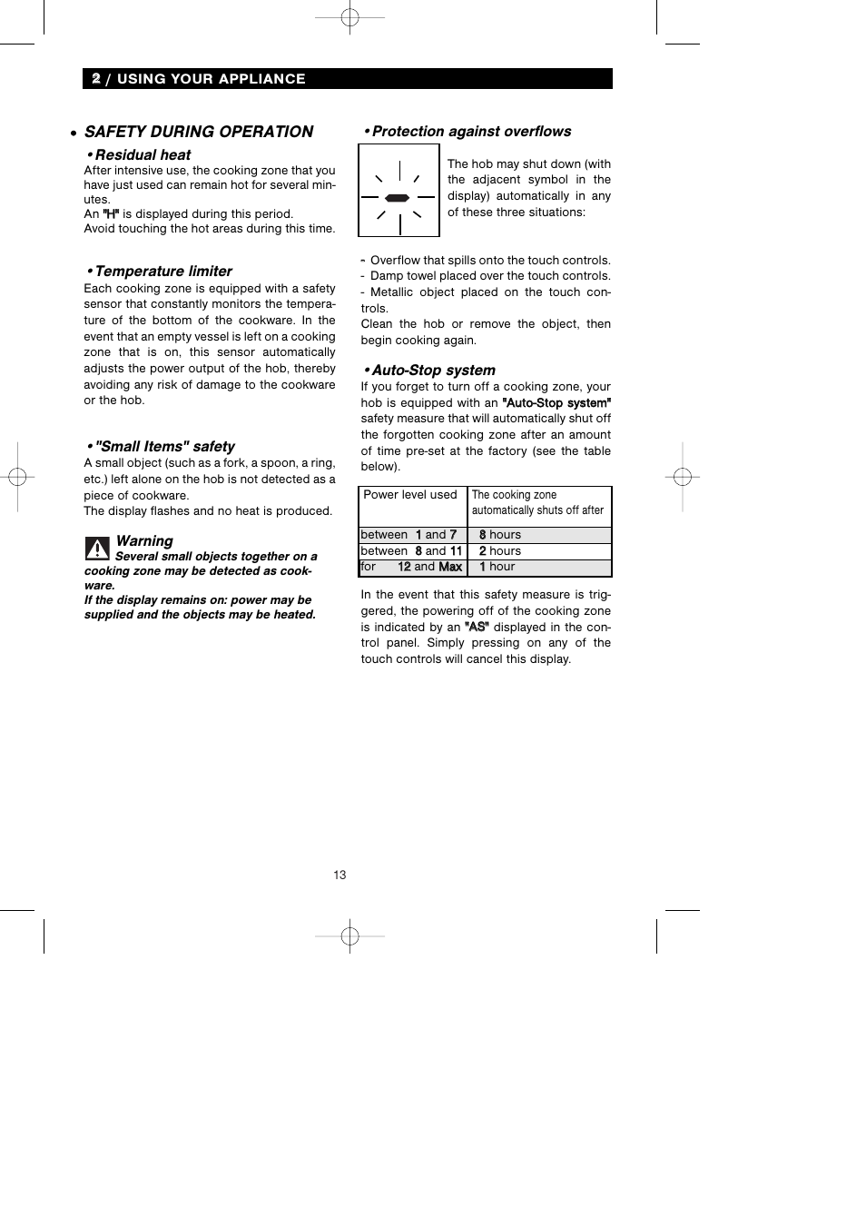 Safety during operation | Kleenmaid ICK66X User Manual | Page 16 / 23