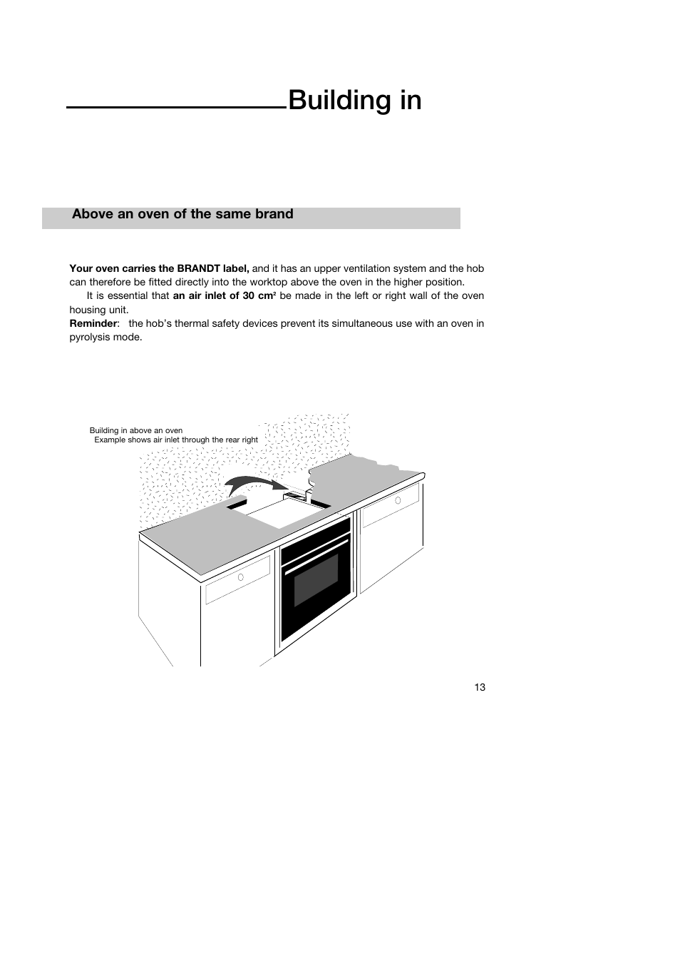 Building in, Above an oven of the same brand | Kleenmaid IB61 User Manual | Page 15 / 16