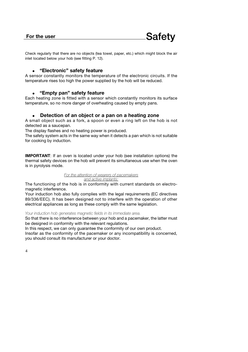 Safety | Kleenmaid IB61 User Manual | Page 6 / 16