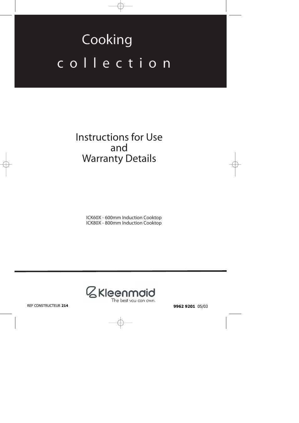 Kleenmaid ICK60X User Manual | 18 pages