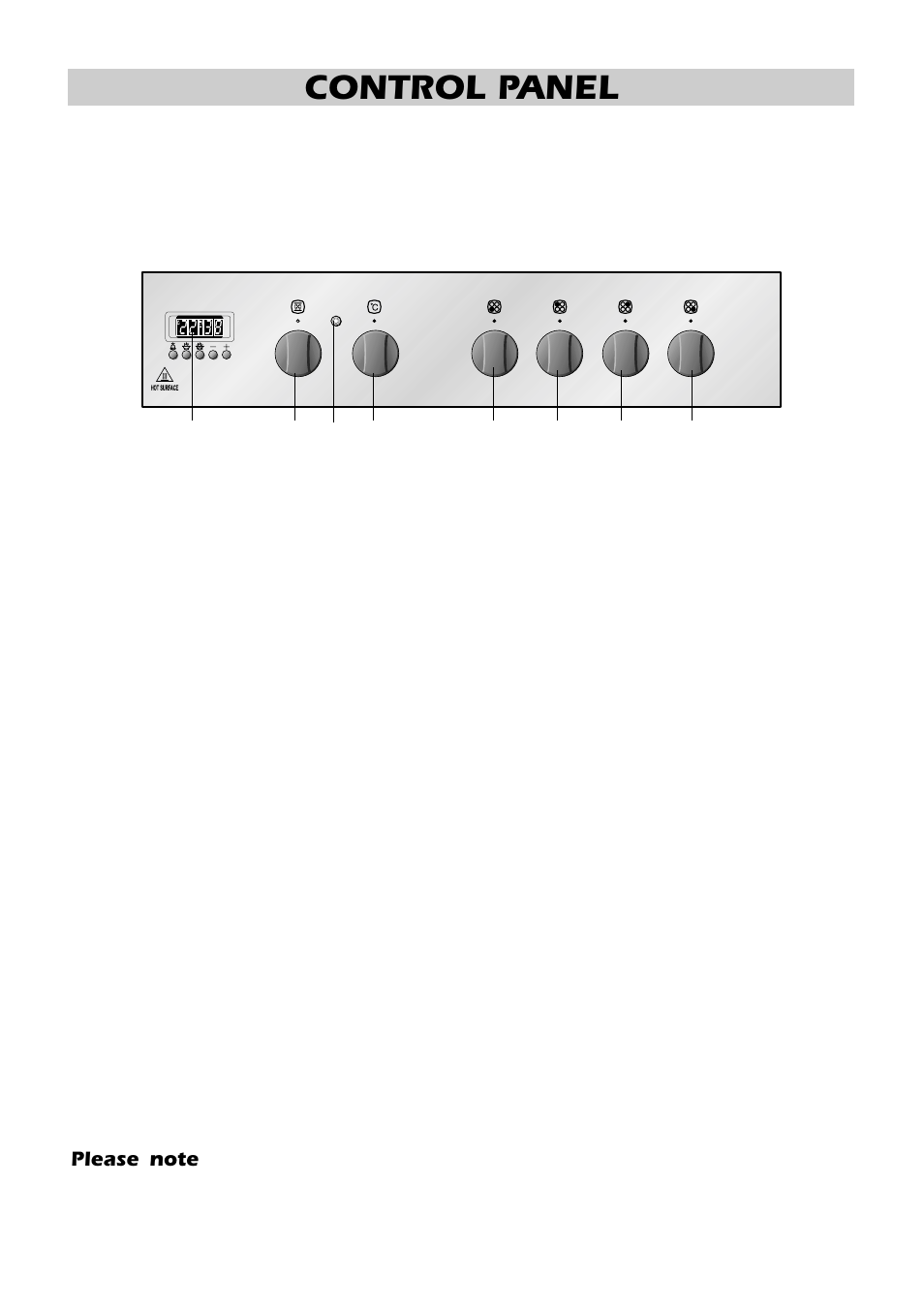 Control panel, Control panel - controls description, Pilot lamp | General features | Kleenmaid FEG605X User Manual | Page 20 / 44