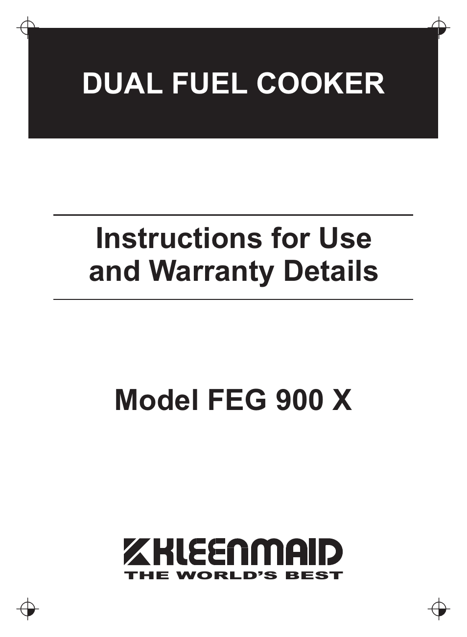 Kleenmaid FEG900X User Manual | 40 pages
