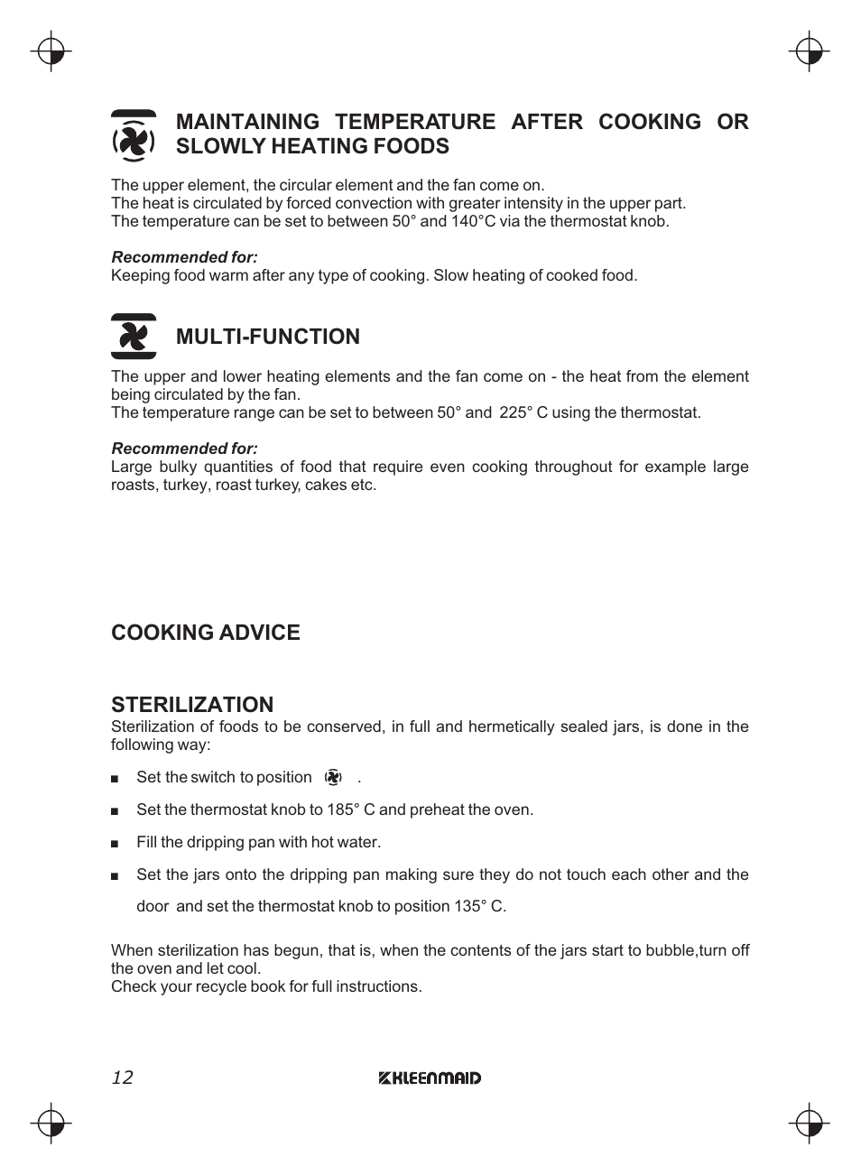 Kleenmaid FEG900X User Manual | Page 12 / 40