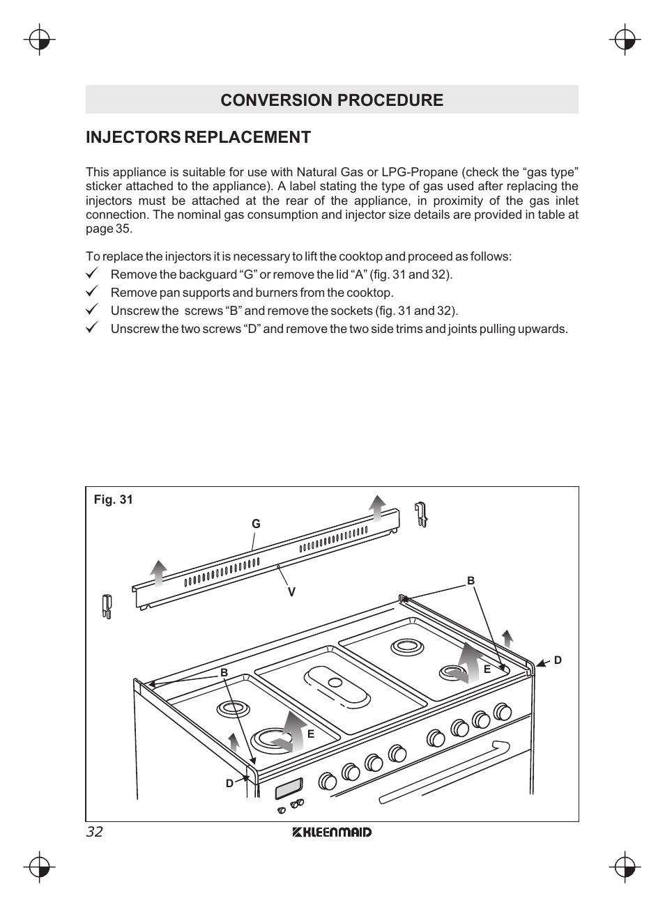 Kleenmaid FEG900X User Manual | Page 32 / 40