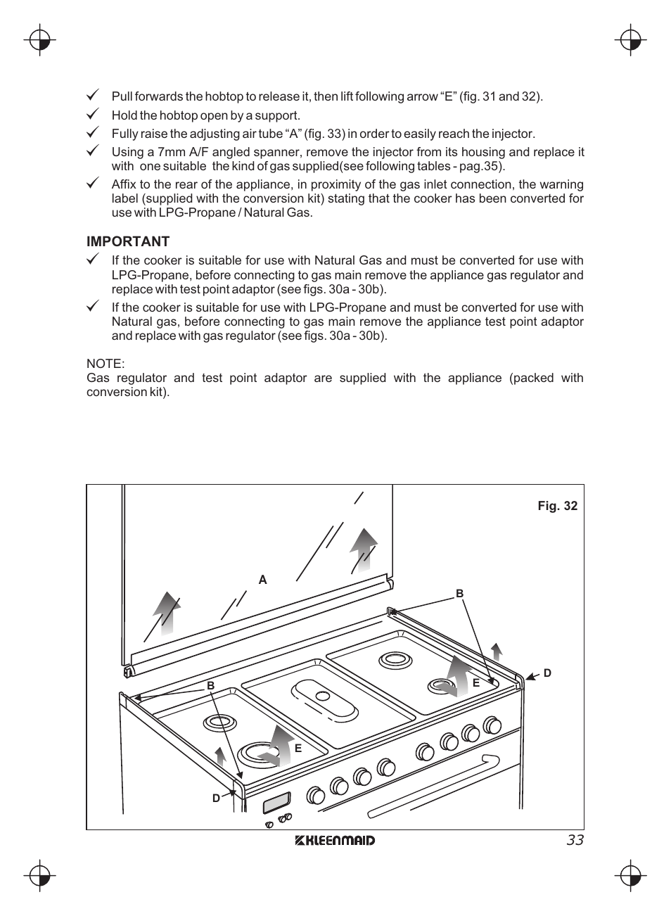 Kleenmaid FEG900X User Manual | Page 33 / 40