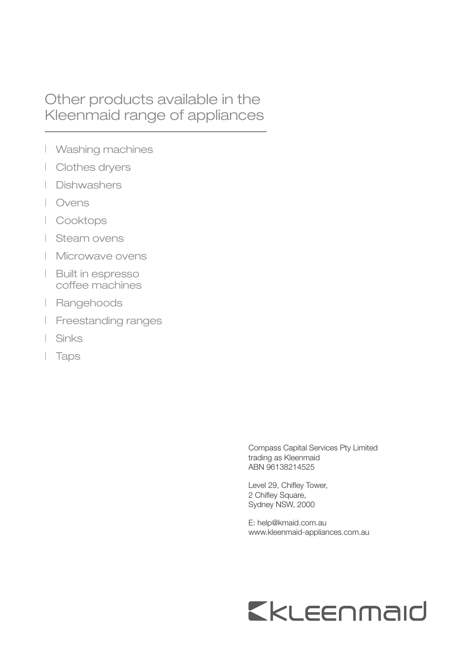 Kleenmaid DCTBBQ User Manual | Page 12 / 12