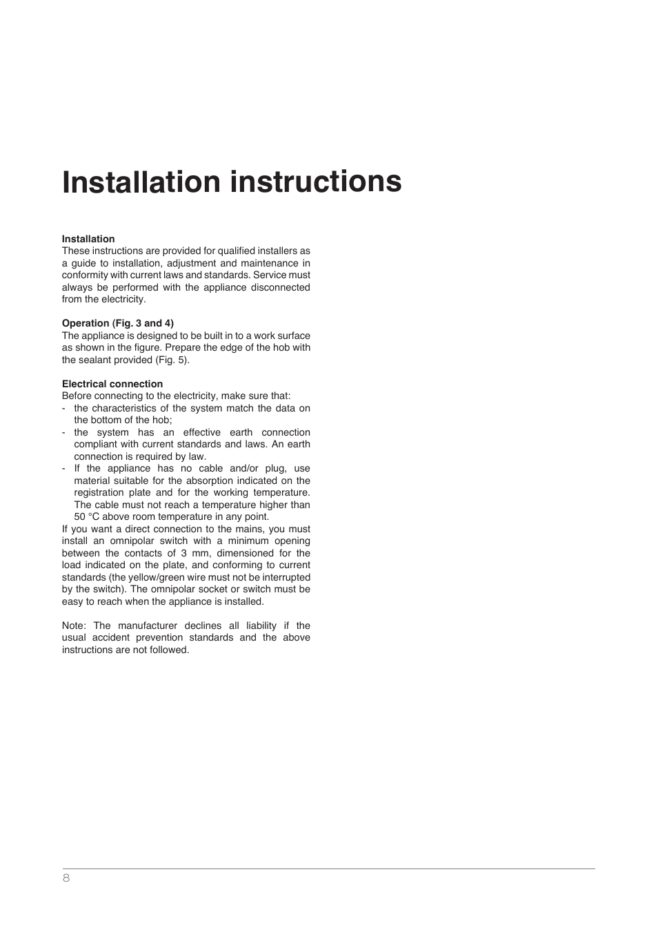 Installation instructions | Kleenmaid DCTBBQ User Manual | Page 8 / 12