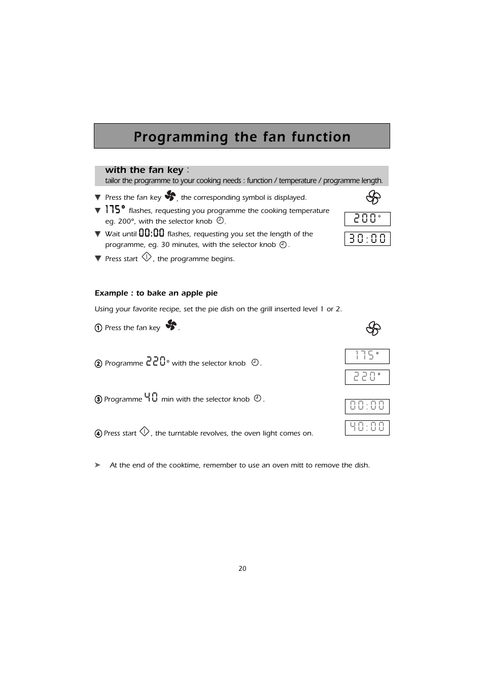 Programming the fan function | Kleenmaid MWK200 User Manual | Page 20 / 28