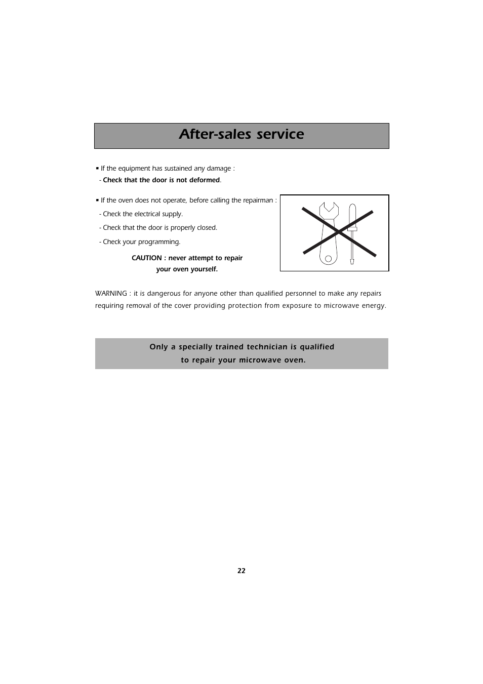 After-sales service | Kleenmaid MWK101X User Manual | Page 22 / 24