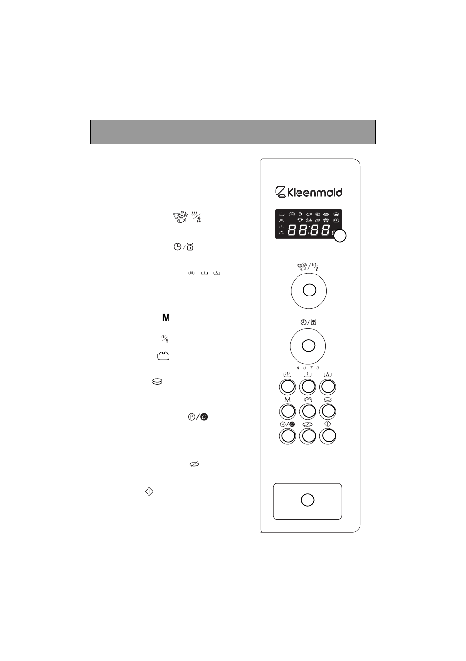The control panel | Kleenmaid MWK101X User Manual | Page 9 / 24