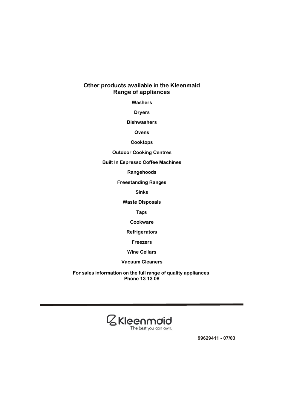 Kleenmaid MWK100X User Manual | Page 24 / 24