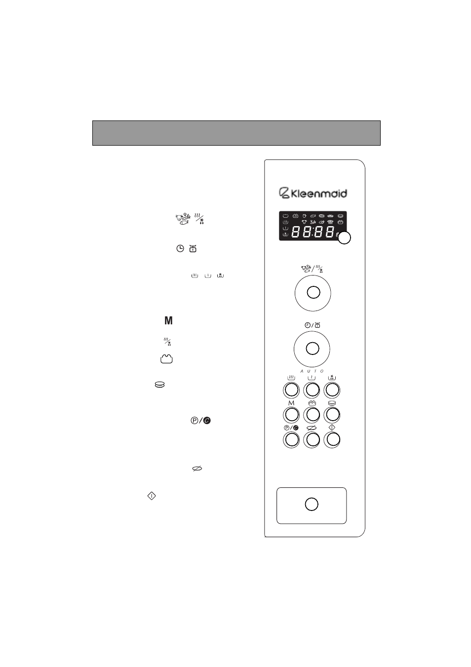 The control panel | Kleenmaid MWK100X User Manual | Page 8 / 24