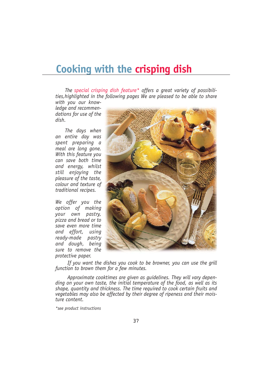Cooking with the crisping dish | Kleenmaid MWK100 User Manual | Page 37 / 48
