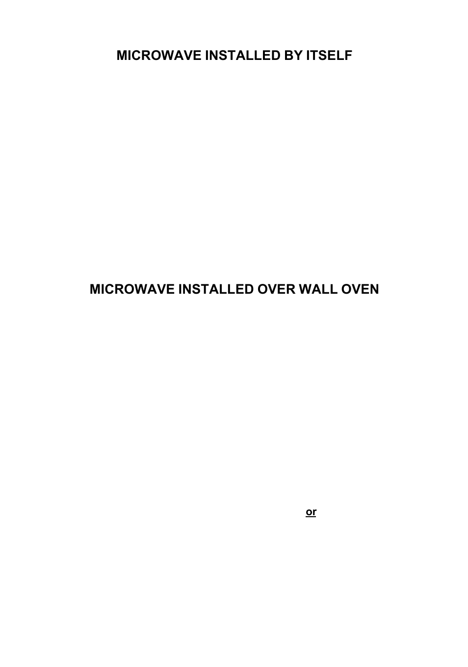 Microwave installed by itself, Microwave installed over wall oven | Kleenmaid MWTK1S User Manual | Page 6 / 12